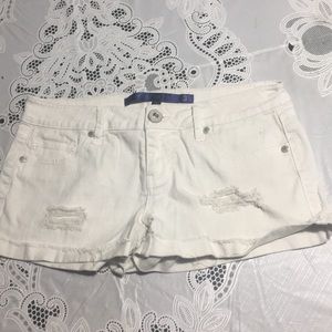 White ripped mini shorts